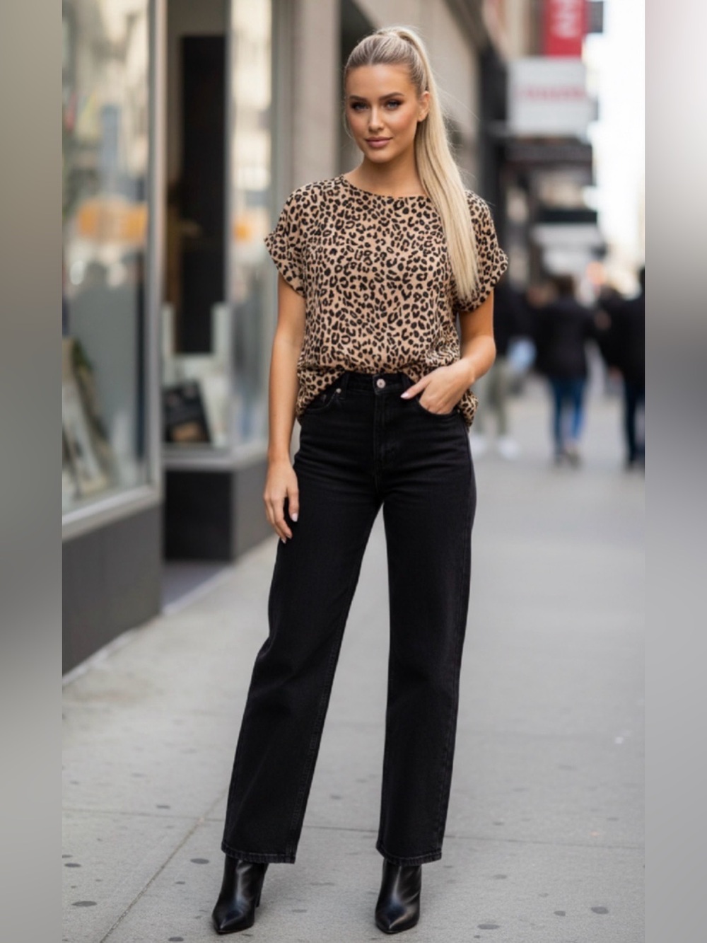 PINK ROSE Animal Print Blouse